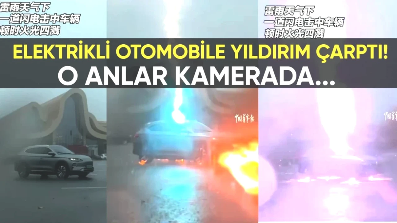 Elektrikli Araç Yıldırıma Maruz Kaldı! O Şok Anlar Kamerada!